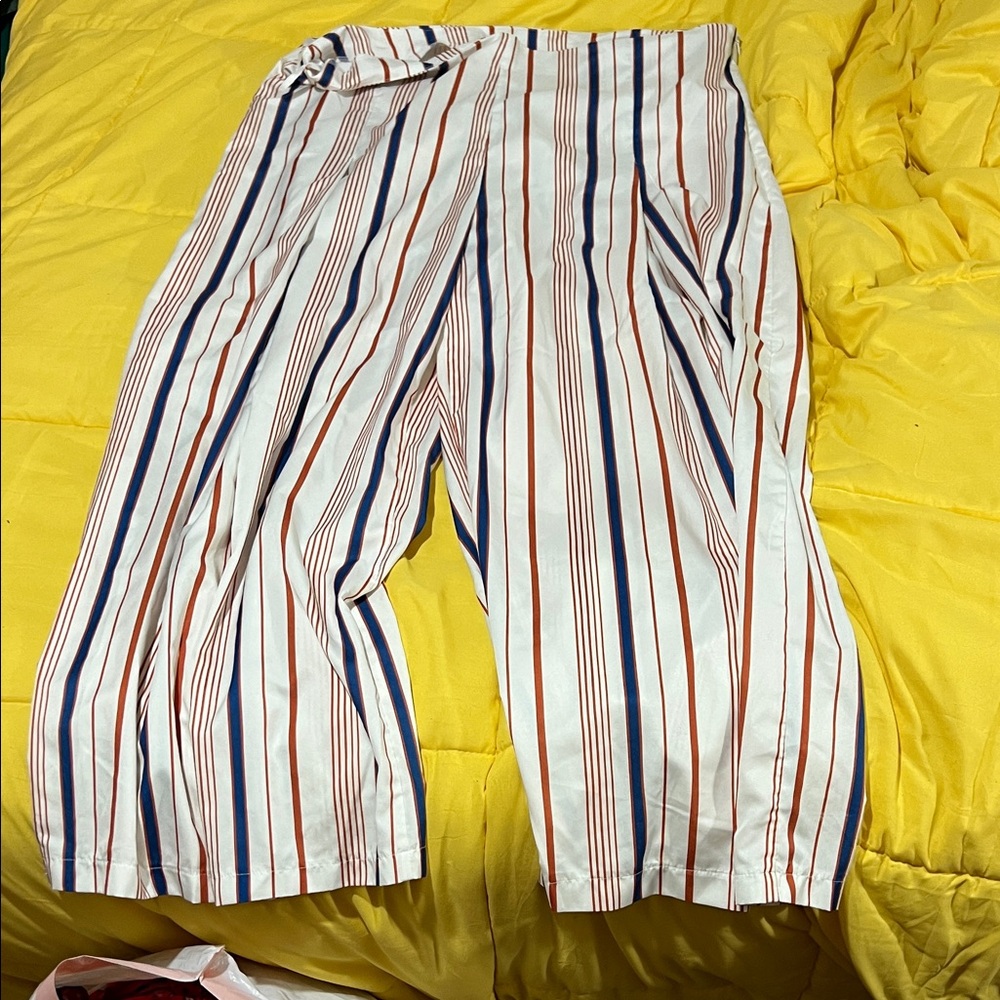 SHEIN Striped Women's Pants in White, Blue, and Red